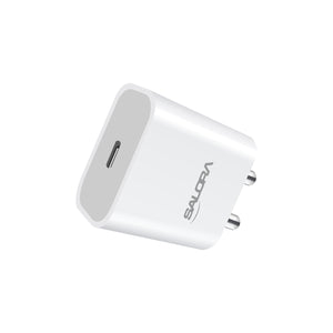 Salora SSC-109 20W PD All in One Charger for Android,iPhone 12/12 Mini/ 12 Pro Max, iPhone 11 Series,Galaxy S Series, A Series, M Series | USB-C 20 Watt Original Fast Charging Adaptor.