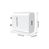 Salora SSC-109 20W PD All in One Charger for Android,iPhone 12/12 Mini/ 12 Pro Max, iPhone 11 Series,Galaxy S Series, A Series, M Series | USB-C 20 Watt Original Fast Charging Adaptor.
