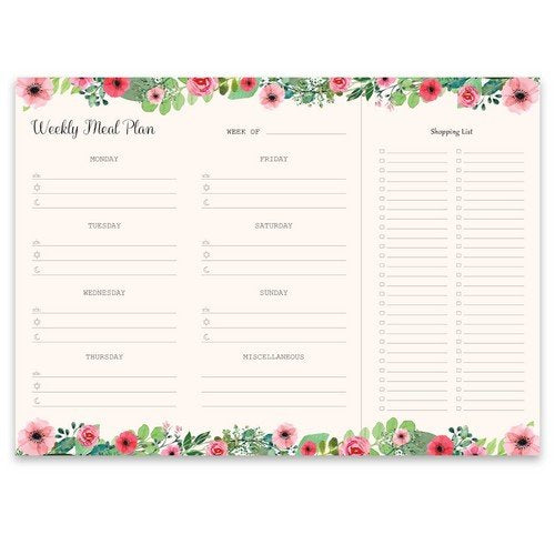 Chambers of Ink Premium Weekly Meal Planner Organizer Notepad with Shopping List - A4 (Multicolor)