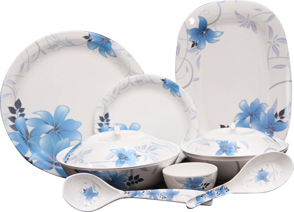 Q'Bon Imperial Morning Glory Dinner Set, 40-Pieces, Blue/White