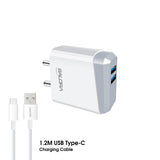 SALORA SSC-105, 3.4A Dual USB 18W Adapter with 1.2 Meter Type C Cable